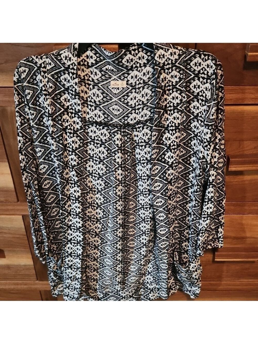 Hollister Cotton Stretchy Lighgweight Black/white Southwestern Print Cardigan